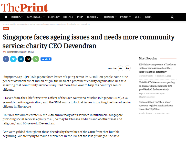 Singapore faces ageing issues and needs more community service: Charity CEO Devendran