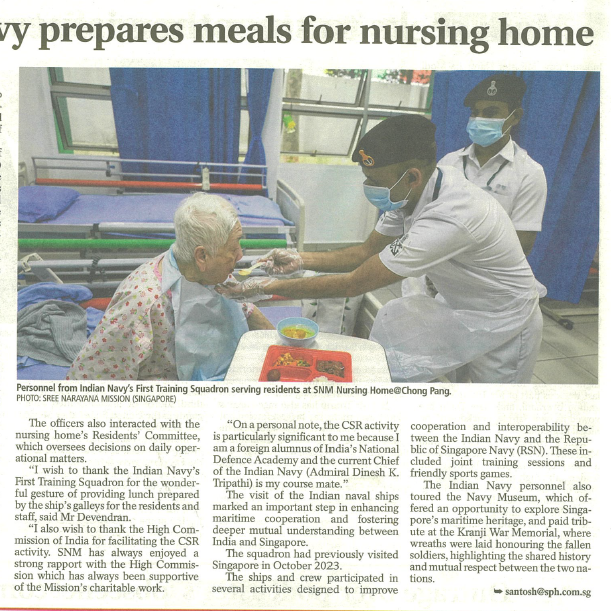 Tabla! – Indian Navy Prepares Meals for Nursing Home