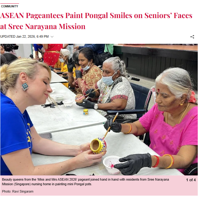 Tabla! – ASEAN Pageantees Paint Pongal Smiles on Seniors’ Faces at Sree Narayana Mission