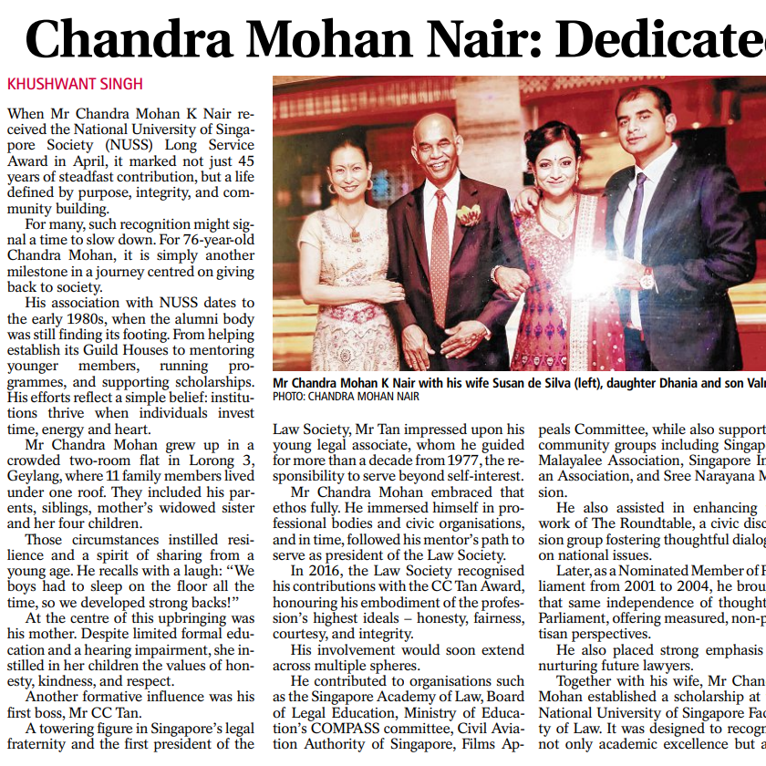 Tabla! – Chandra Mohan Nair: Dedicated to Service