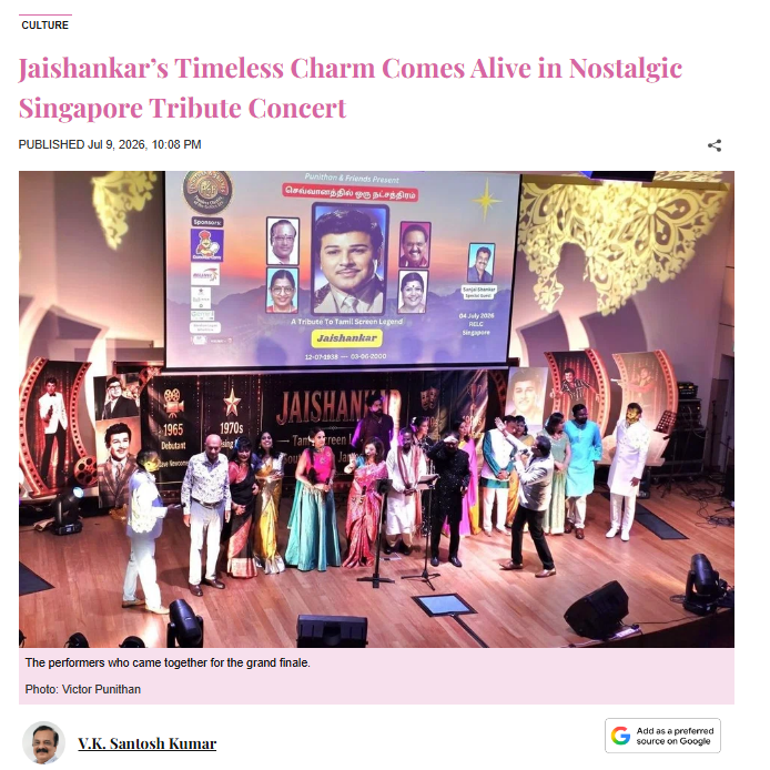 Tabla! – Jaishankar’s Timeless Charm Comes Alive in Nostalgic Singapore Tribute Concert